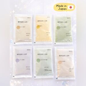 6 Muji Bath Salt Variety Set 40g/each Lavender Ginger Mikan Yuzu…made in Japan